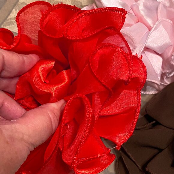 Set of 3 Hair Clip Bows, Hair Accessories, Red Pink Brown Hair Bows - Picture 3 of 5